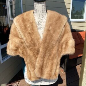 Vintage Honey Mink Capelet with Pockets